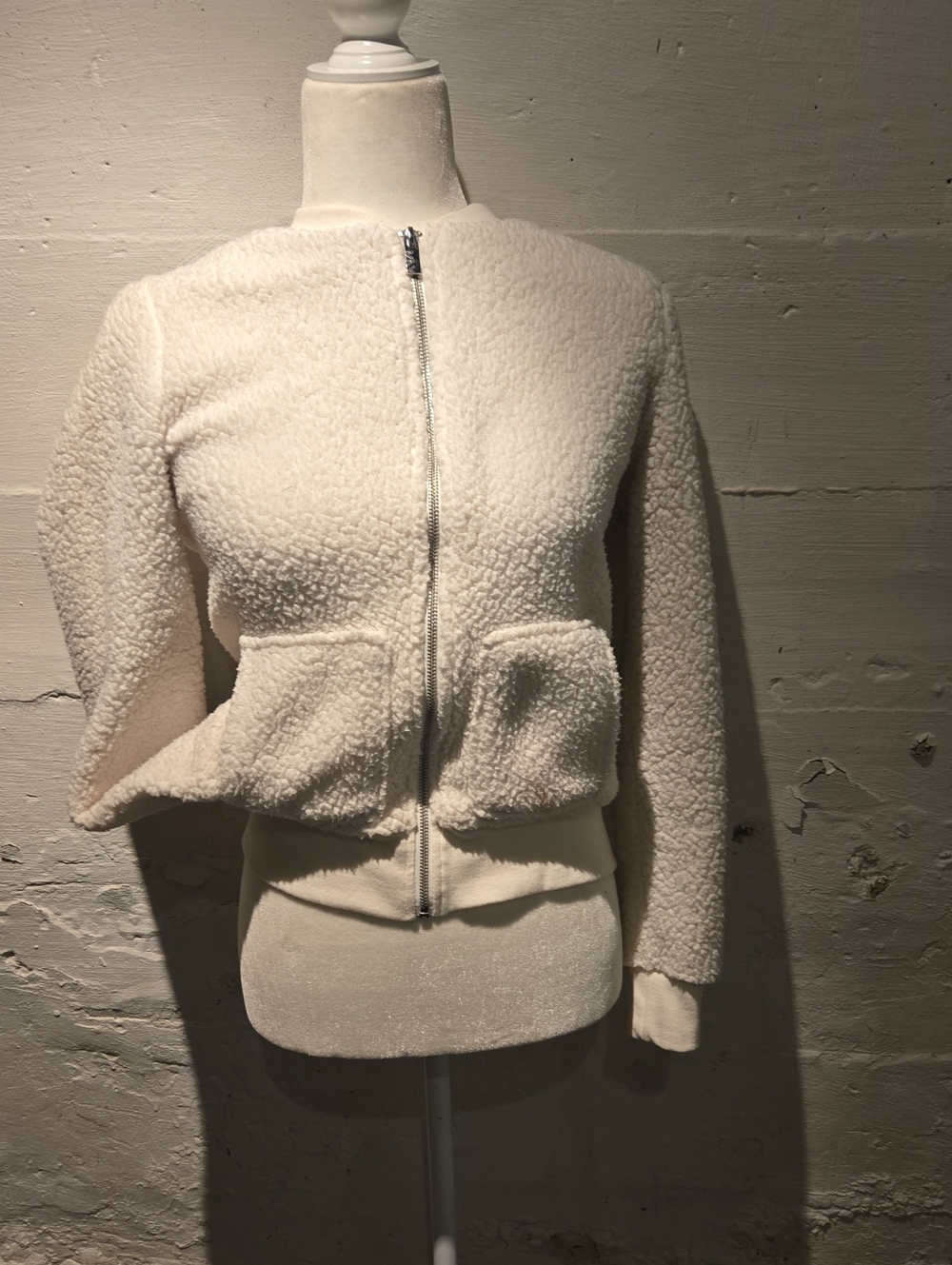 Marc New York Cream Sherpa Zip-Front Jacket